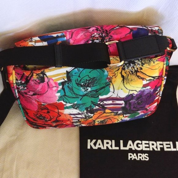 Karl Lagerfeld Double Bundle w/Cara Nylon Floral Print Messenger and Wallet NWT - Picture 3 of 14